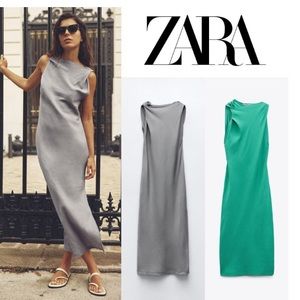 Zara linen blend ruched dress